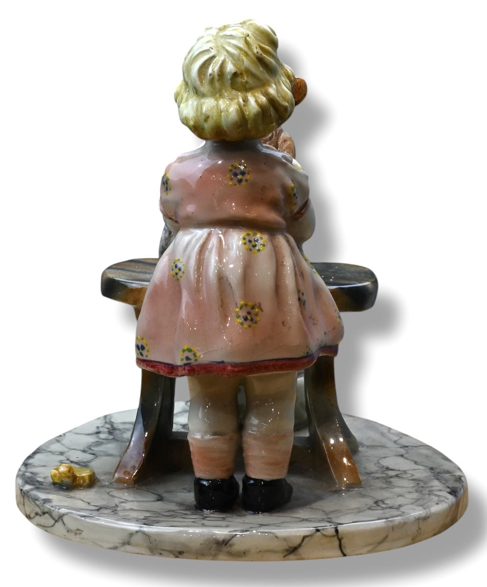 Figura in Ceramica Di Fanciulla Che Gioca - Italia Anni 30-photo-1